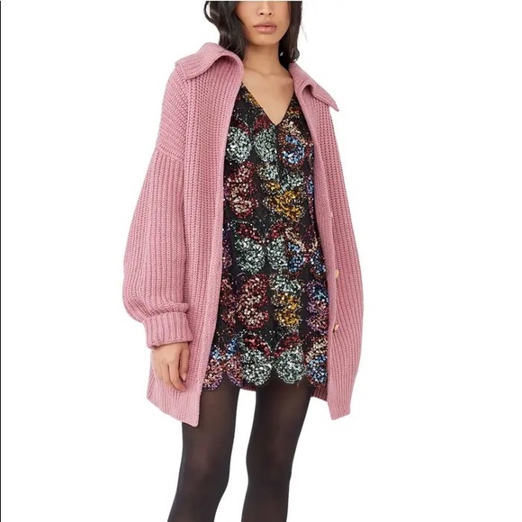 FREE PEOPLE Swim Too Deep Cardigan NWT Sz XS Smoked Pink - Picture 2 of 16